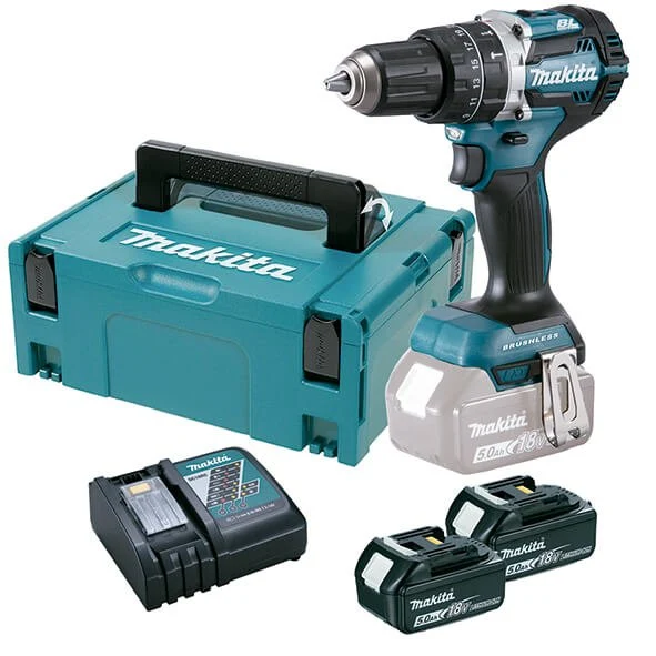 Furadeira percutor 18V com 2 baterias 5Ah e maleta Makita DHP484RTJ