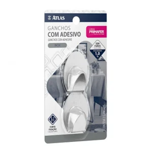 Gancho Adesivo Inox 1,0kg C/ 2 Pc