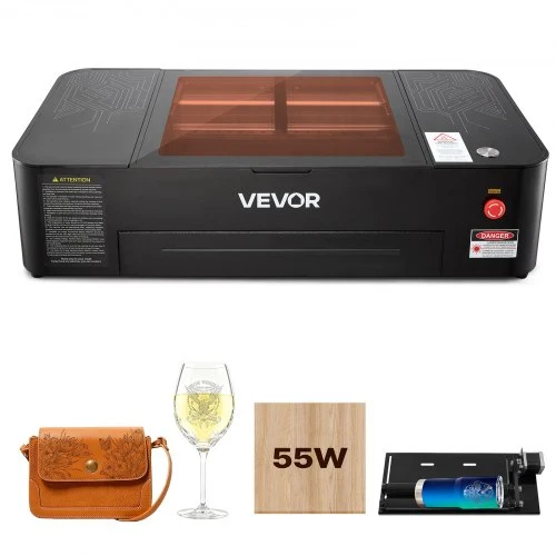 Gravadora Laser CO2 VEVOR 55W com Câmara 16MP e Eixo Rotativo