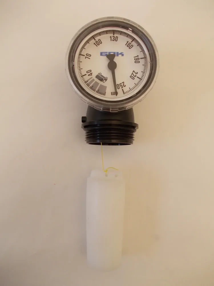 Indicador de nível mecânico para tanque de óleo com um nadador