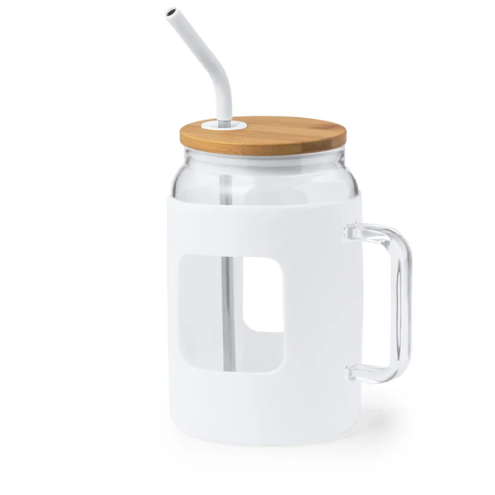 Jacin - Tarro de Cristal Reutilizável 1,625L com Tampa de Bambu