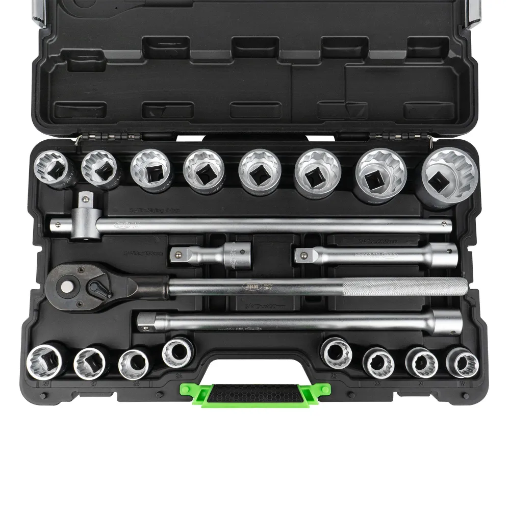 Conjunto de 21 ferramentas de 3/4" com 12 pontas e acabamento zincado - 53728 JBM