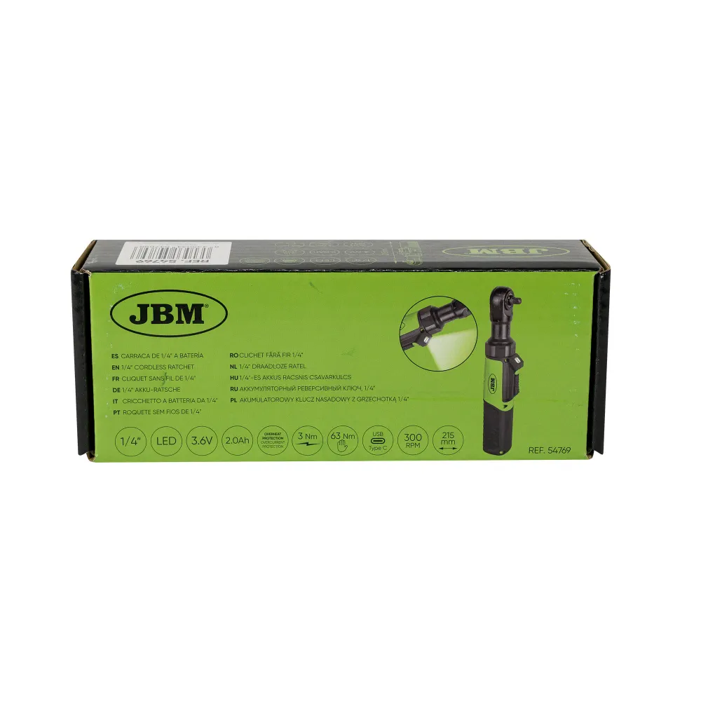 Roquete de 1/4" operado por bateria - 3,6 V com carregador - 54769 JBM