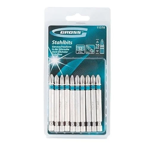 JOGO DE BITS PH2 70MM COM 10 PEÇAS 1137855 GROSS