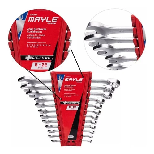 JOGO DE CHAVE COMBINADA MAYLE DE 6MM 22MM COM 12 PEÇAS 102405MY