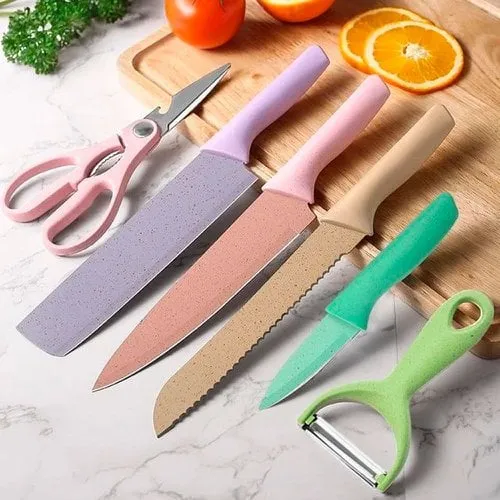 Jogo De Facas Gourmet Colorida.
