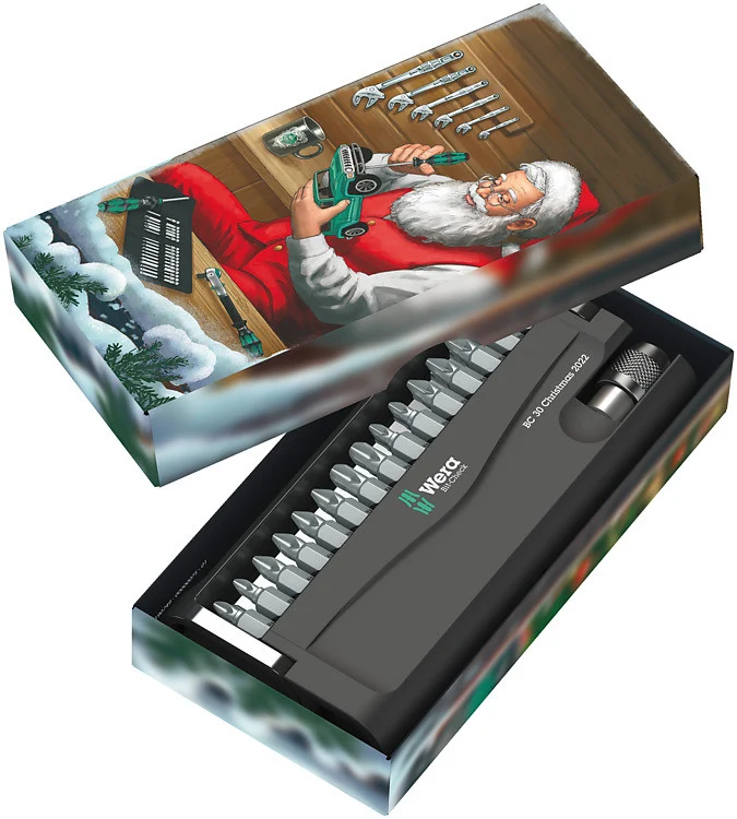 Jogo de pontas com porta-pontas 30 peças Wera Bit-Check 30 Christmas 2022
