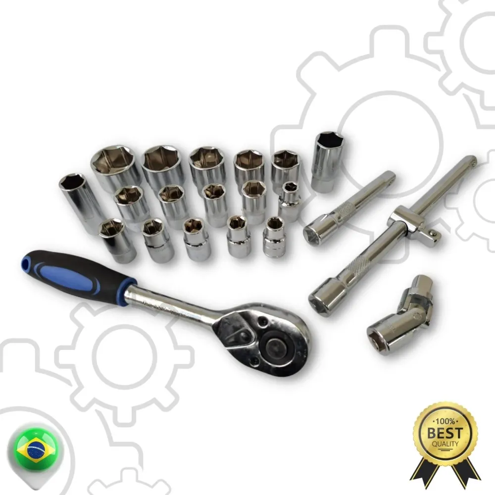 Jogo Soquetes 22 Peças 10 32mm Kit De Ferramentas Completo