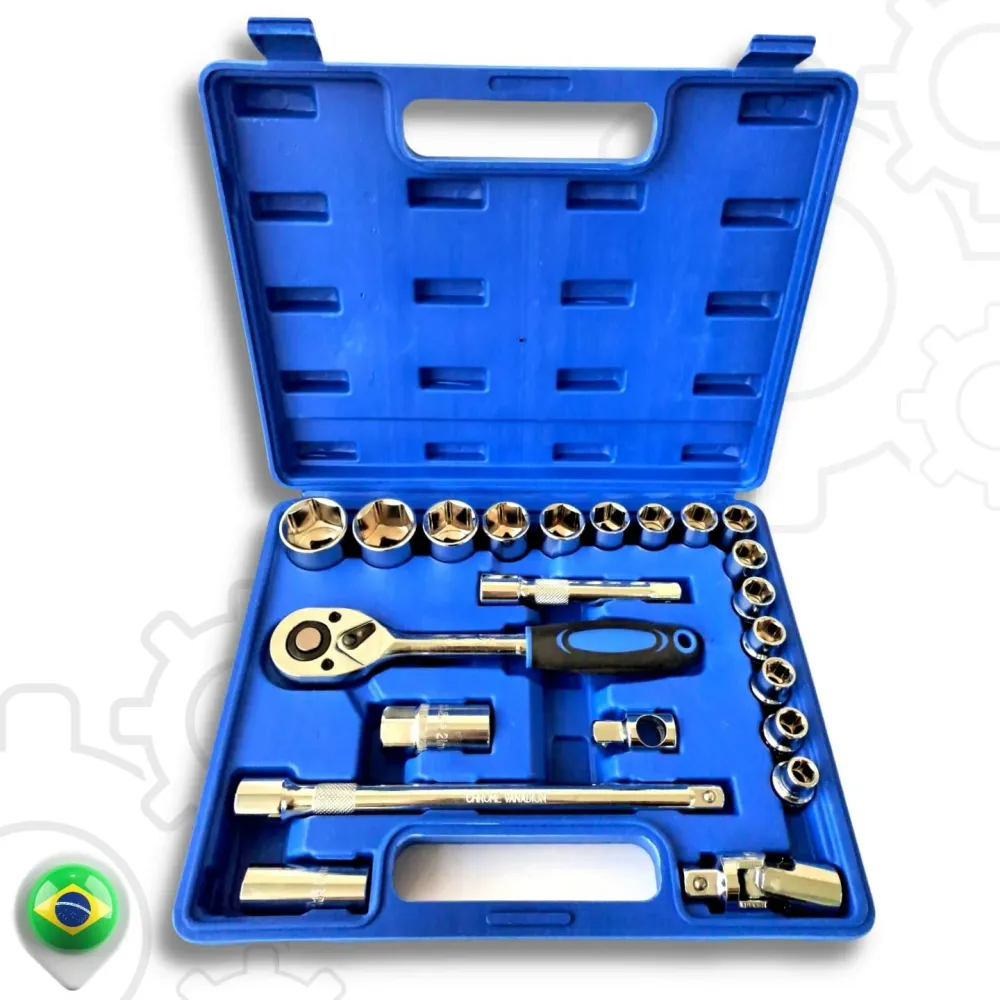 Jogo Soquetes 22 Peças 10 32mm Kit De Ferramentas Completo