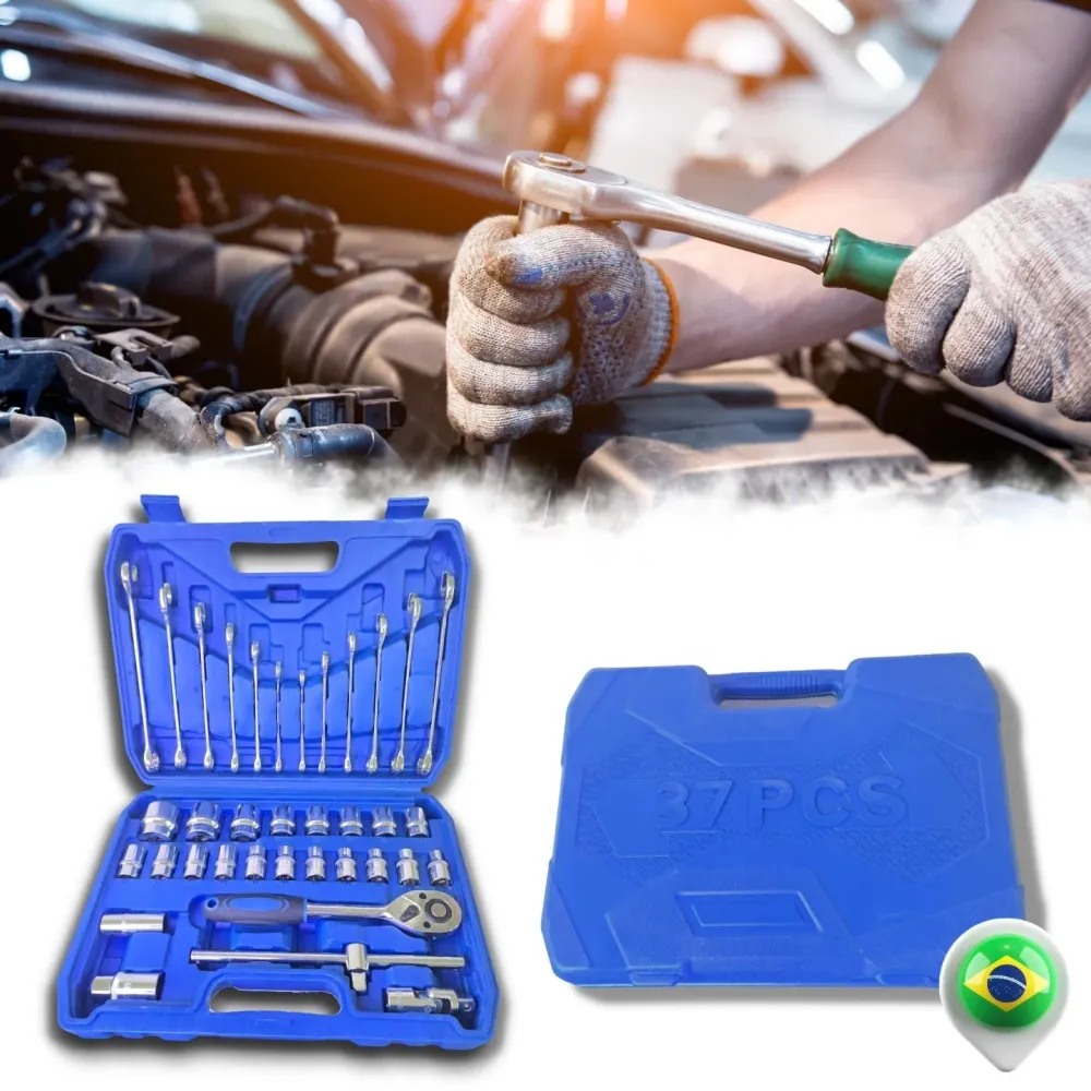 Jogo Soquetes 37 Peças 8 32mm Kit De Ferramentas Completo