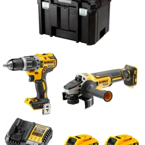 Kit Berbequim de martelo Dewalt DCD796 + Mini-rebarbadora DCG405 + 2bat 2Ah + Carregador + TSTAK VI DCK205D2