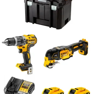 Kit Berbequim de martelo Dewalt DCD796 + Multi-ferramenta DCS356 + 2bat 2Ah DCB183 + carregador + TSTAK VI DCK255D2