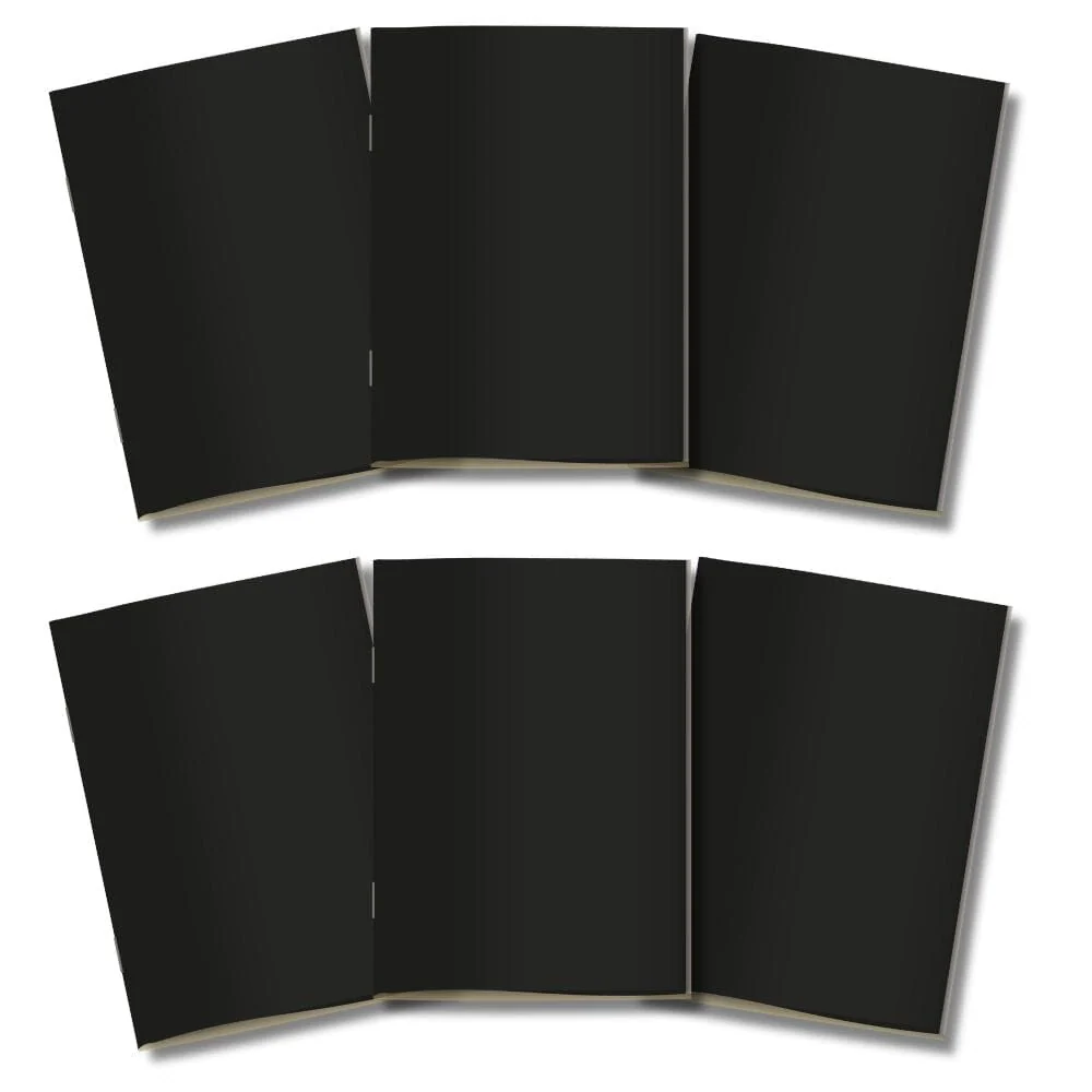 Kit 6x Cadernetas Sem Pauta Capa Flex 40 Pág Pólen A5 Preto
