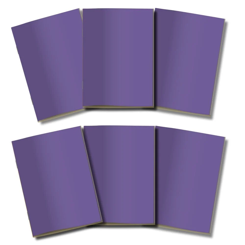 Kit 6x Cadernetas Sem Pauta Capa Flex 40 Pág Pólen A5 Roxo Violeta