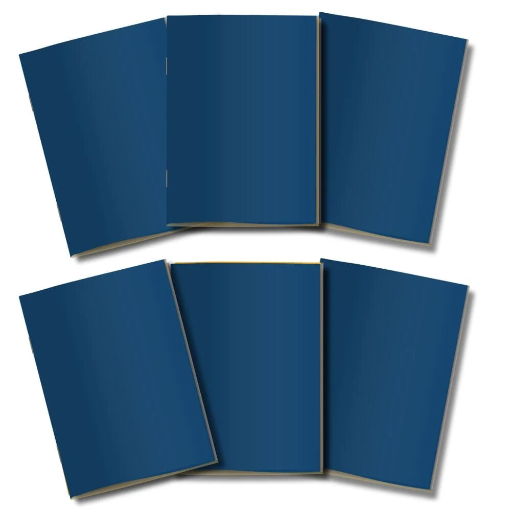 Kit 6x Cadernetas Sem Pauta Capa Flex 40 Pág Pólen A5 Azul Marinho