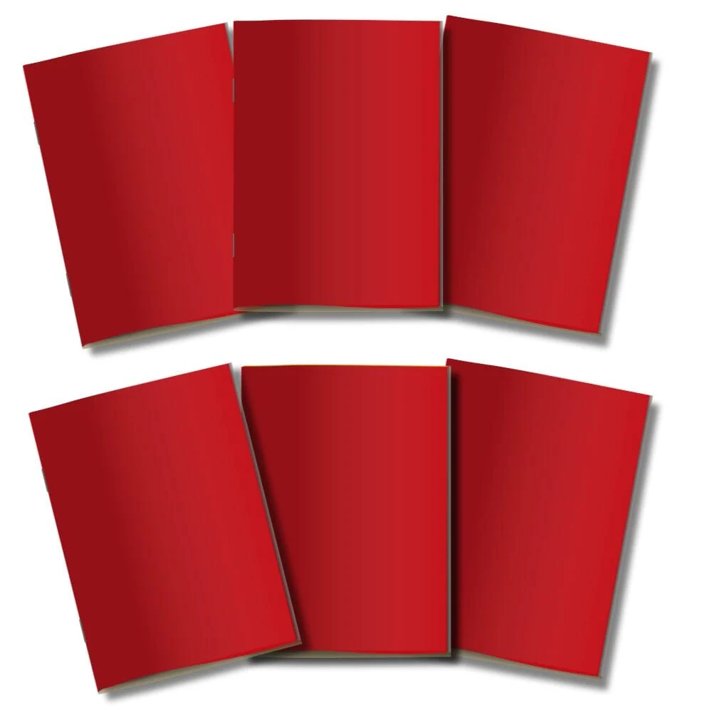 Kit 6x Cadernetas Sem Pauta Capa Flex 40 Pág Pólen A5 Vermelho