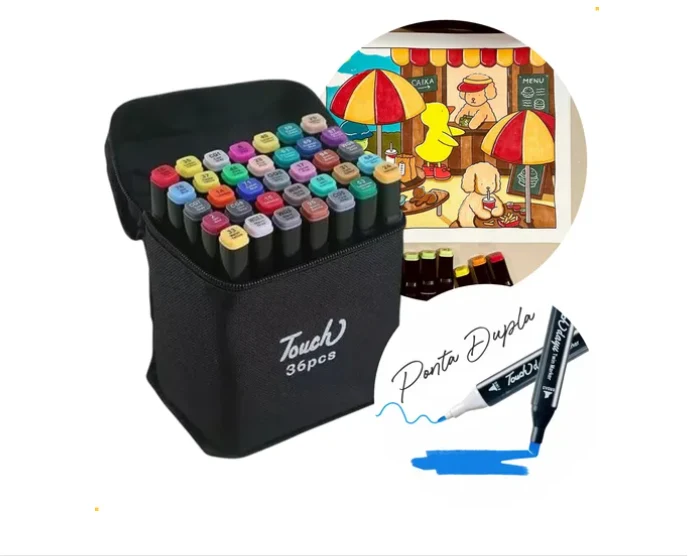 kit canetinha ponta dupla 36 cores.