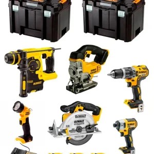 Kit Dewalt com 6 ferramentas + 3bat 5Ah + carregador + 2xTSTAK VI DCK653P3
