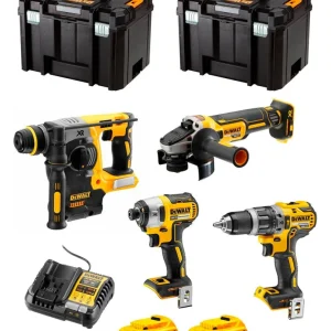 Kit Dewalt com 4 Ferramentas + 2 bat 5Ah + carregador + 2x TSTAK VI DCK487P2