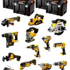 Kit Dewalt 12 ferramentas + 3bat 5Ah + Carregador DCB1104 + 4xTSTAK DCK121P3
