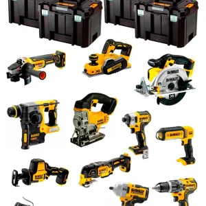 Kit Dewalt 11 ferramentas + 3bat 5Ah + Carregador DCB1104 + 4xTSTAK DCK114P3