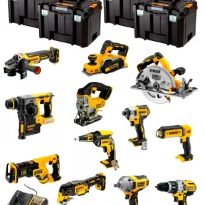 Kit Dewalt 12 ferramentas + 3bat 5Ah + Carregador DCB1104 + 4xTSTAK DCK127P3