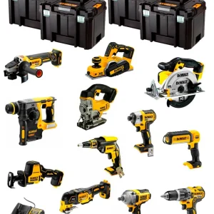 Kit Dewalt 12 ferramentas + 3bat 5Ah + Carregador DCB1104 + 4xTSTAK DCK129P3