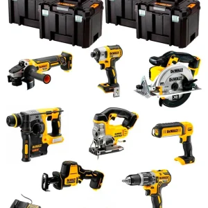 Kit Dewalt 8 ferramentas + 3 bat 5ah + Carregador DCB1104 + 4xTstak VI DCK891P3