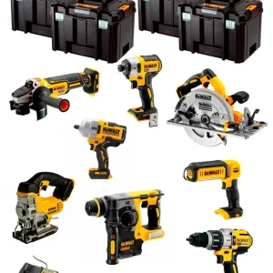 Kit Dewalt 8 ferramentas + 3 bat 5ah + Carregador DCB1104 + Kit 4xTstak VI DCK834P3