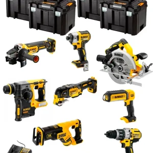 Kit Dewalt 8 ferramentas + 3 bat 5ah + Carregador DCB1104 + 4xTstak VI DCK869P3