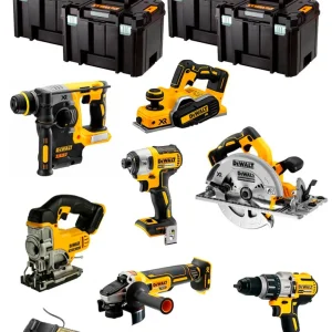 Kit Dewalt 7 ferramentas + 3 bat 5ah + Carregador DCB1104 + Kit 4xTstak VI DCK770P3