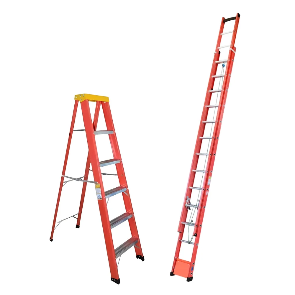 Kit 2 Escadas Profissional de Fibra W. Bertolo para Eletricista Extensível 7,2m + Tesoura 1,8m