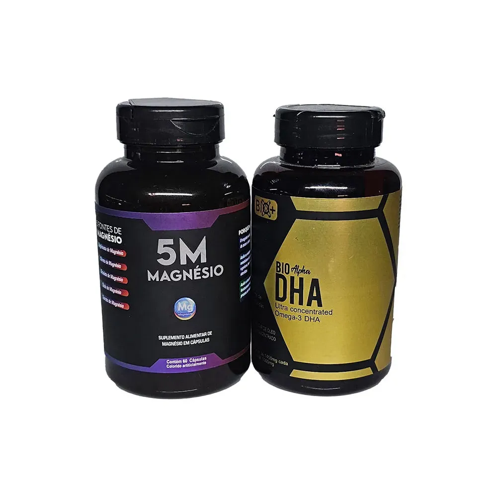 Kit - Magnésio 5M + Ômega 3 DHA - Memória e cognição