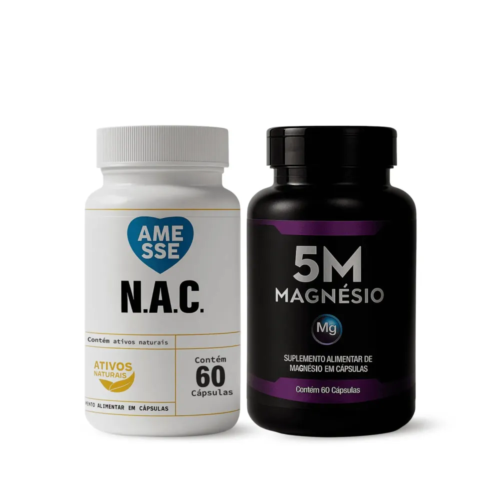 Kit NAC N-acetilcisteína + 5M Magnésio - Nação Verde 60 Cápsulas