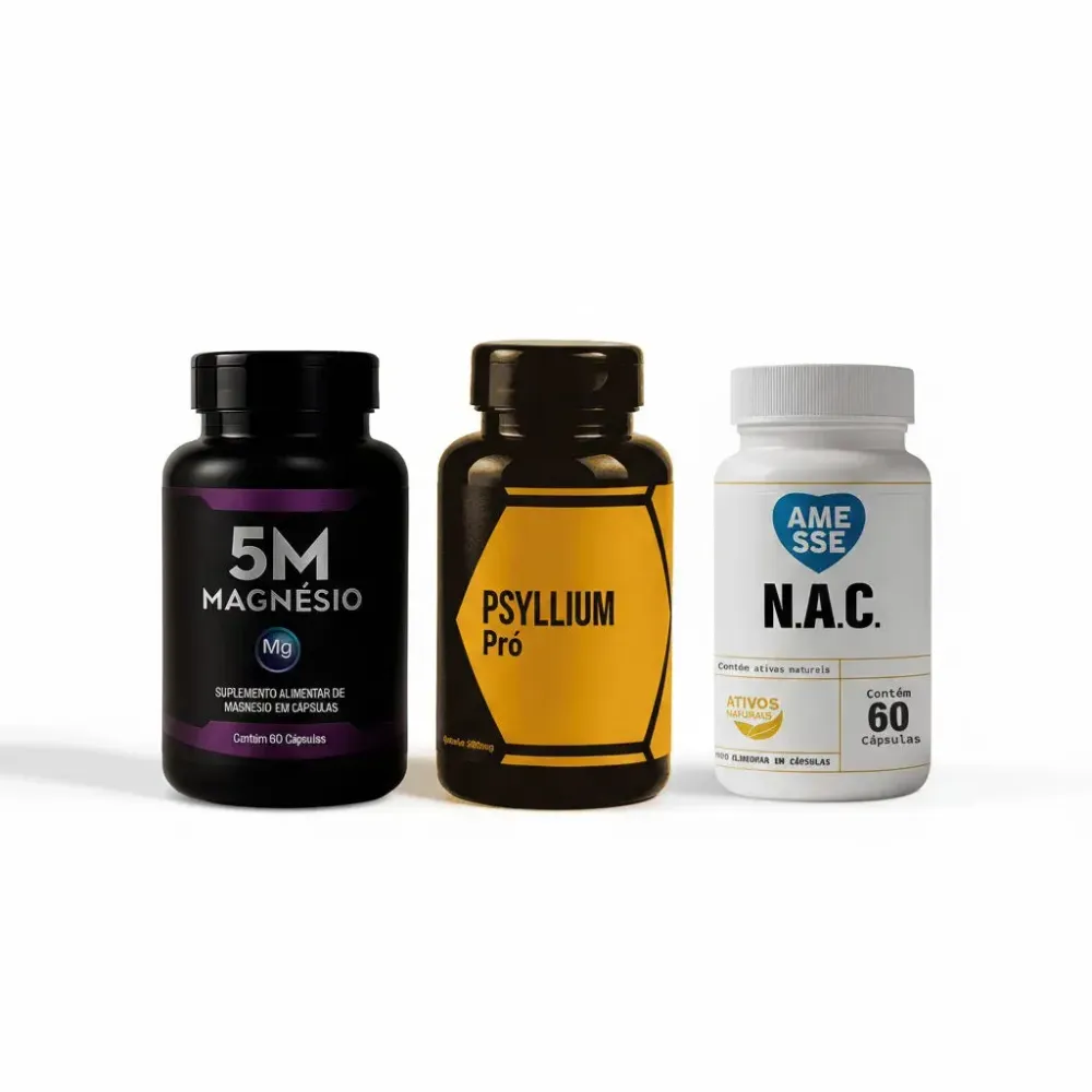 Kit NAC N-Acetilcisteína + 5M Magnésio + Psyllium Pró