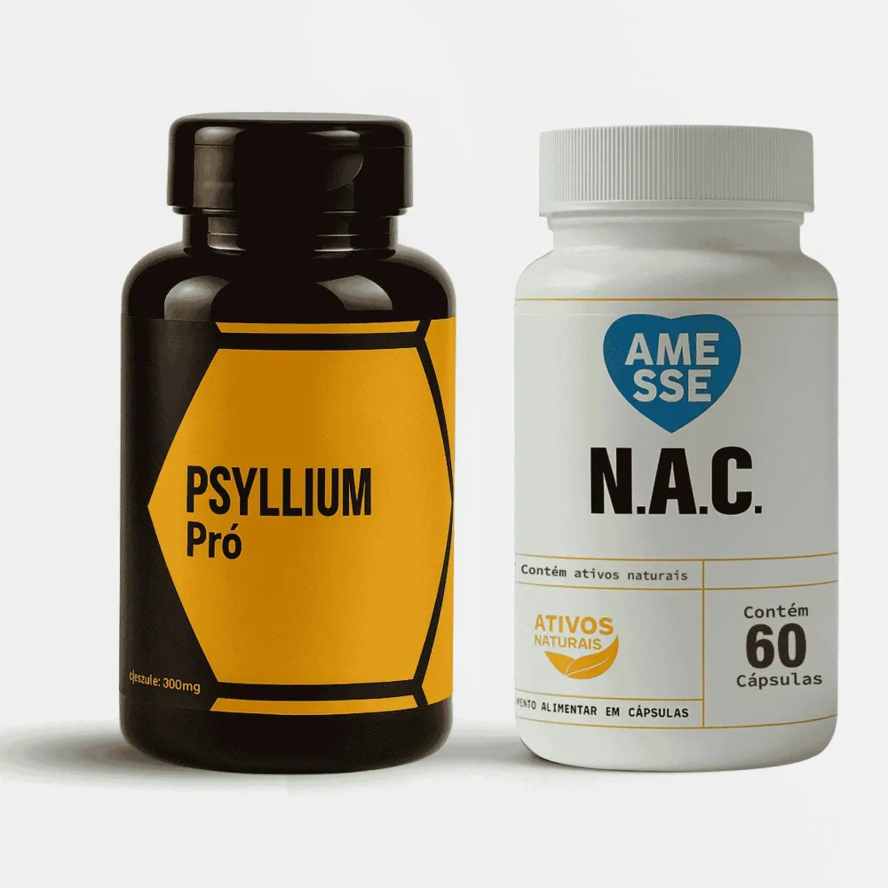 Kit NAC N-acetilcisteína + Psyllium Pró - Saúde Intestinal e respiratória