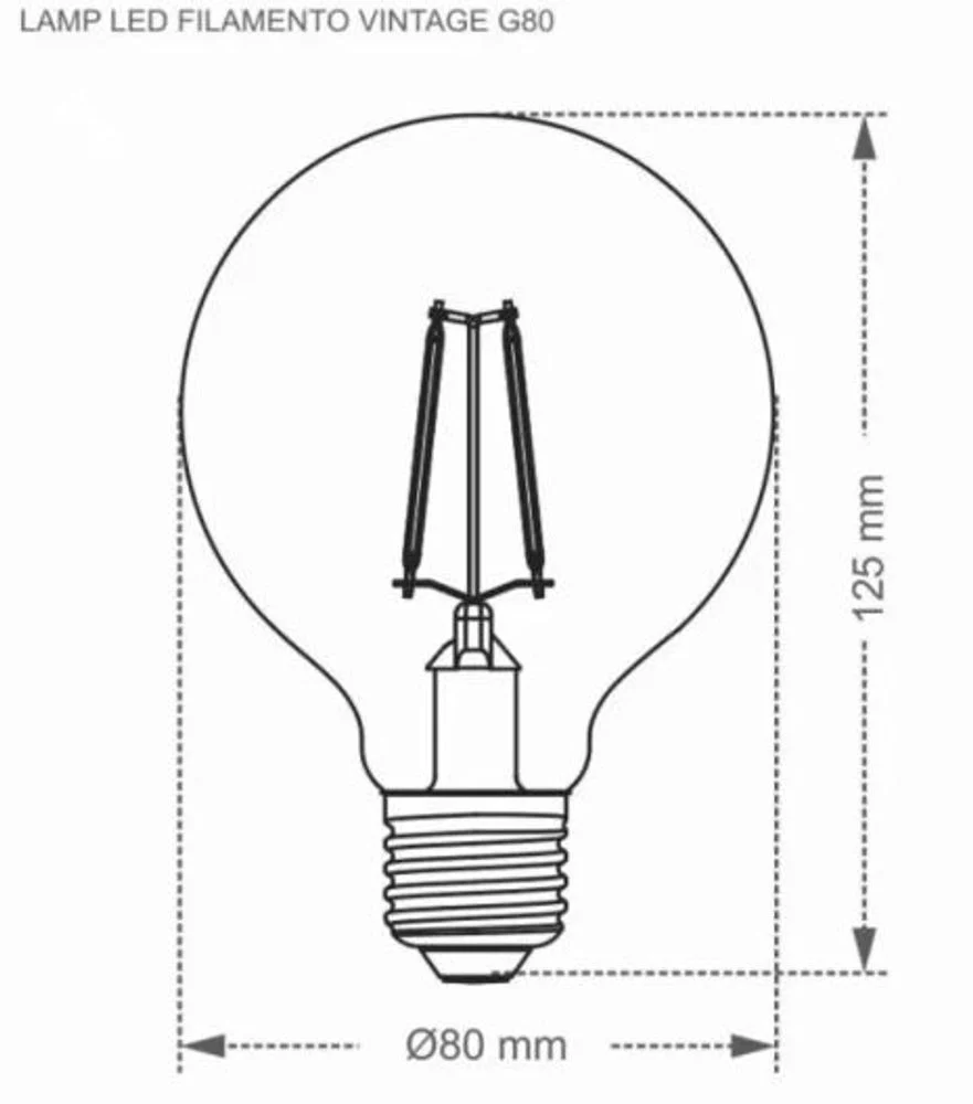 Lampada Led Filamento G80 Vintage Ambar