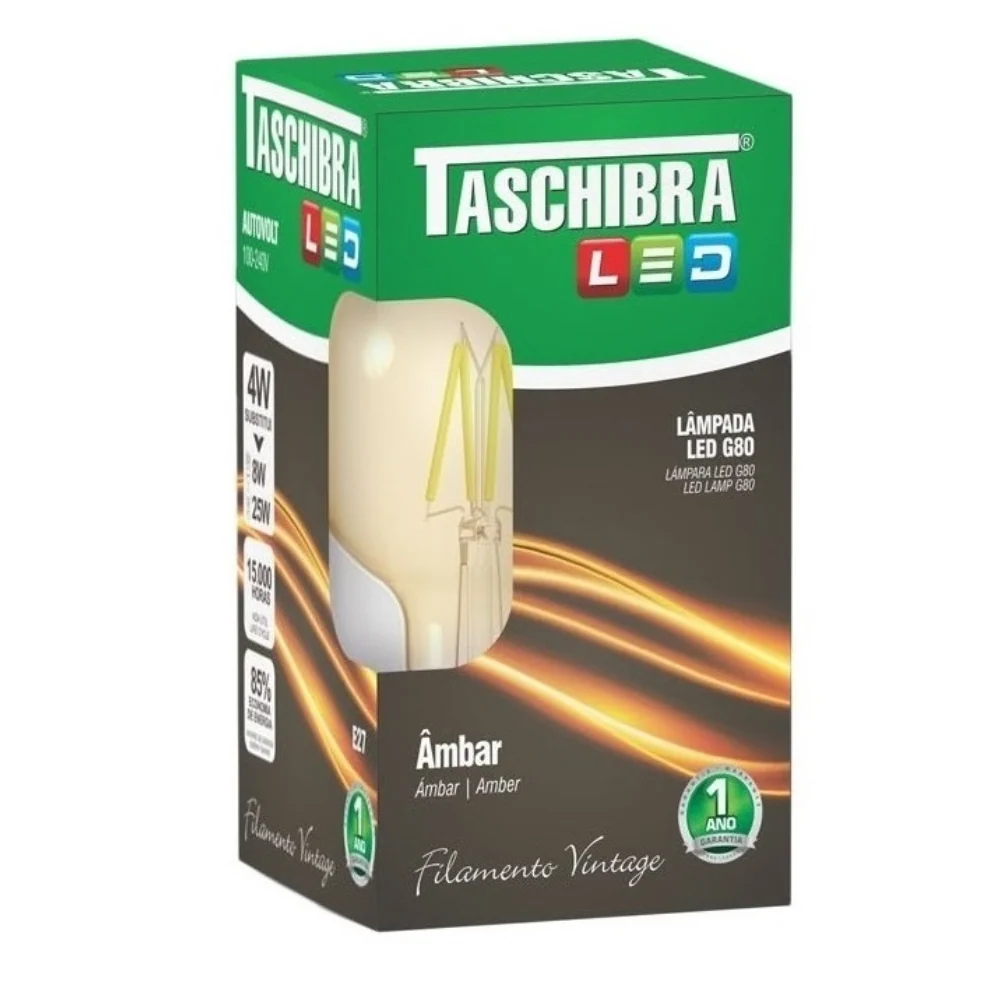 Lampada Led Filamento G80 Vintage Ambar