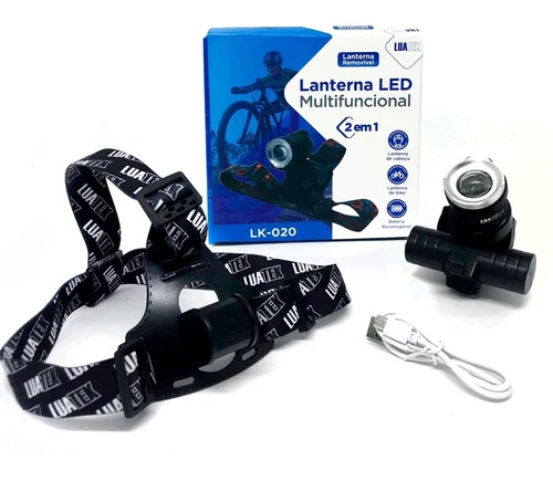 Lanterna De Cabeç Led Usb Recarregável Caç Pesca Lk-020