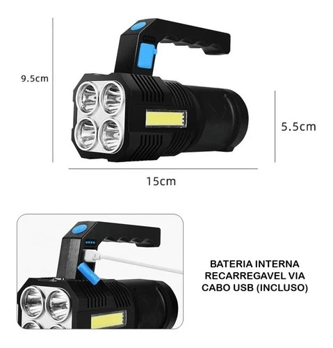 Lanterna Iluminação Luz Led Recarregável 800lm Lt-8934