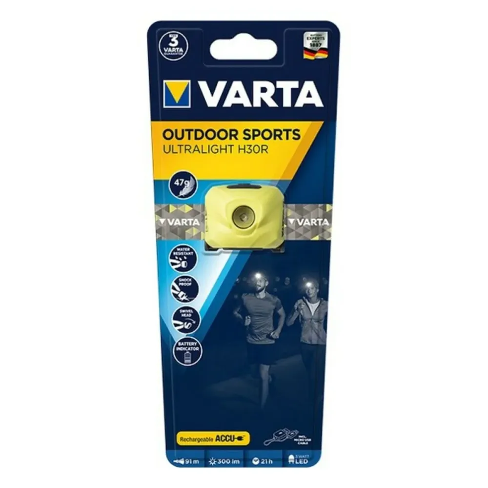 Lanterna LED para Cabeç Varta H30R 300 lm IPX4 3 W Amarelo