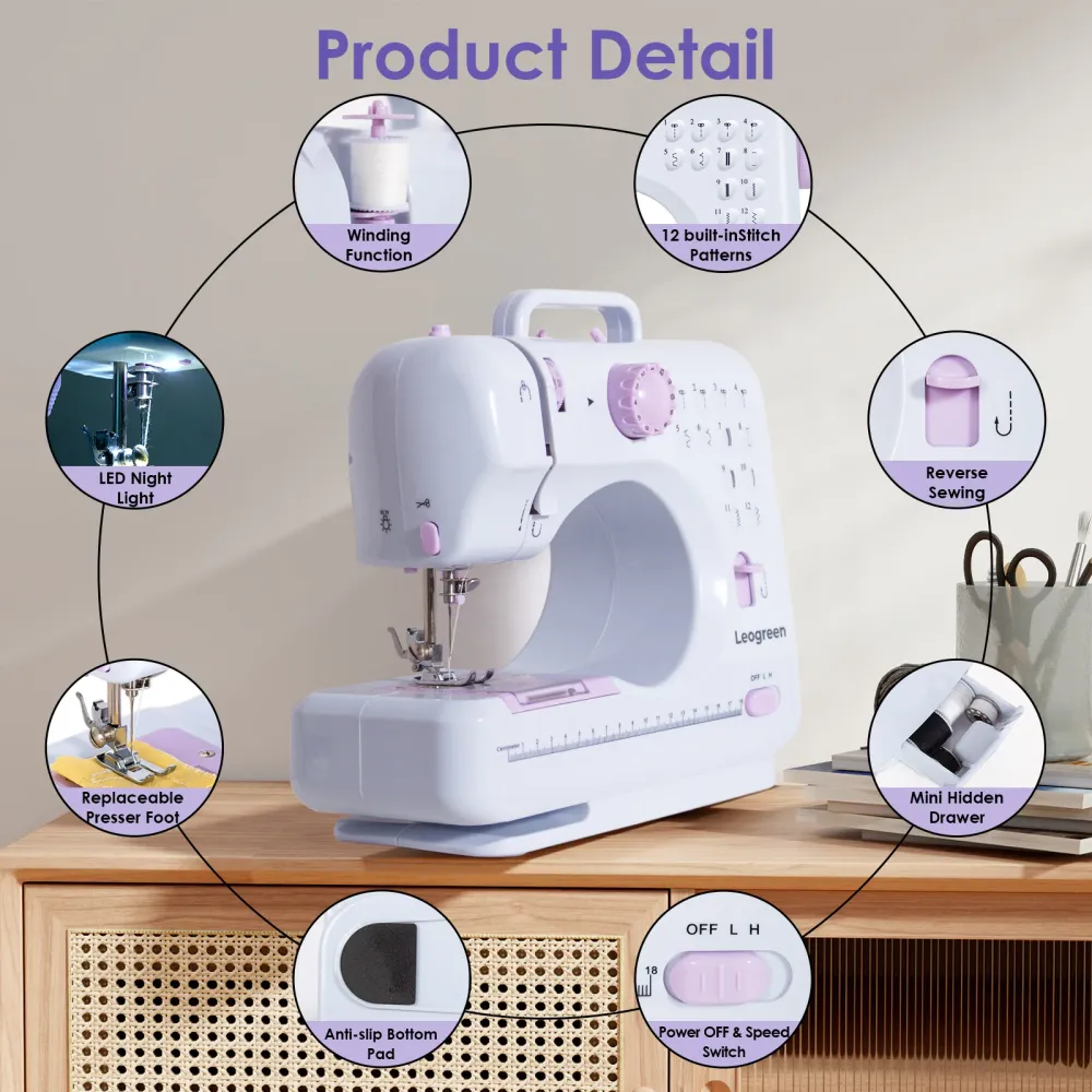 Máquina de Costura para Iniciantes - Kit Completo Leogreen