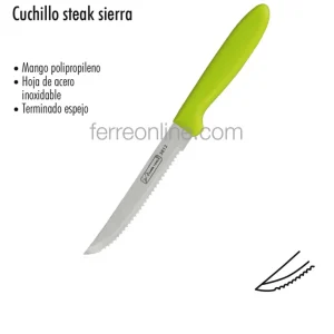 CUCHILLO STEAK MANGO PLASTICO VERDE SIERRA LION TOOLS 3012