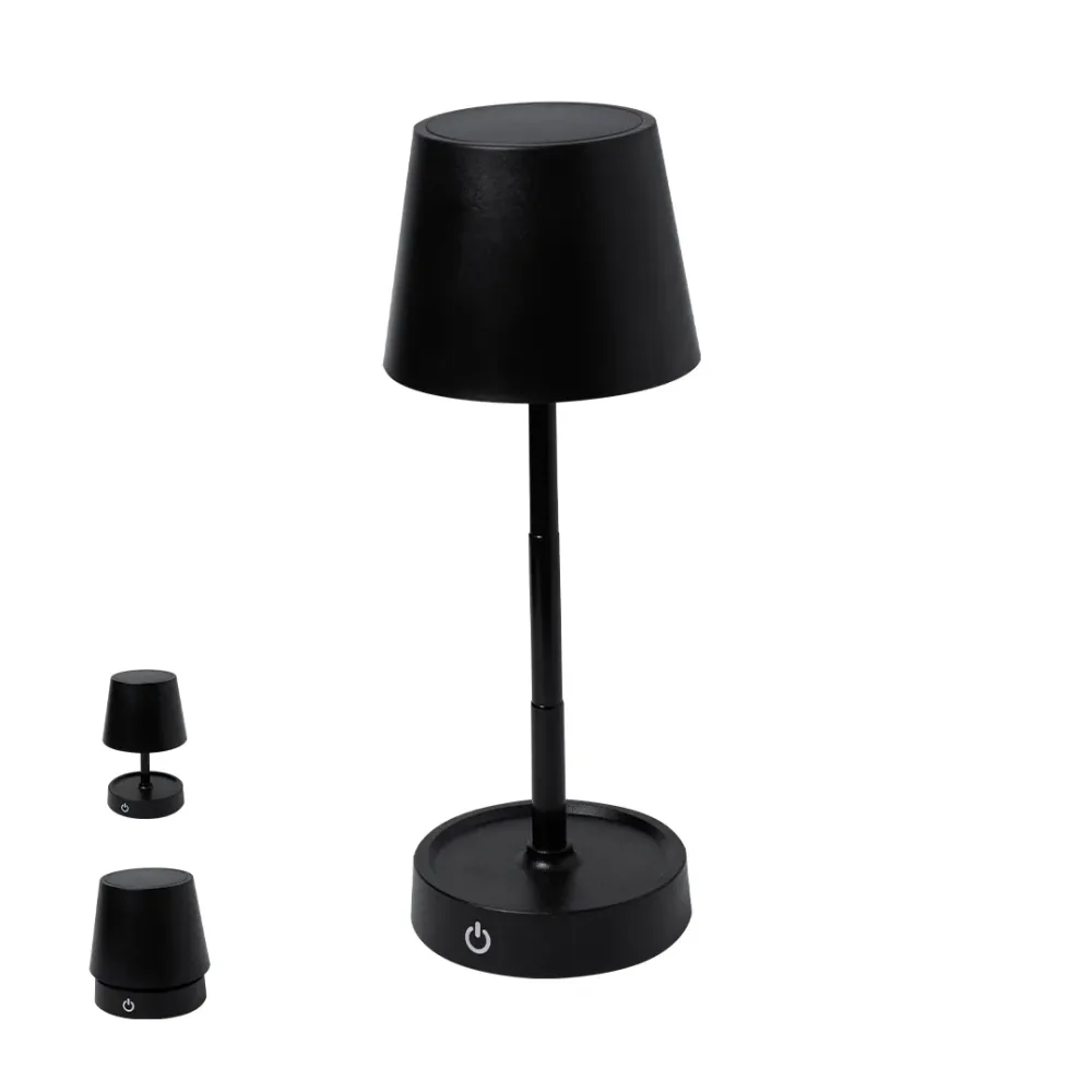 Lâmpada 'Kirsten' Preto Mate com LED e Bateria USB