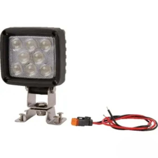 Luz de trabalho LED 24W, 1920lm, quadrado, feixe largo, 8 LEDS