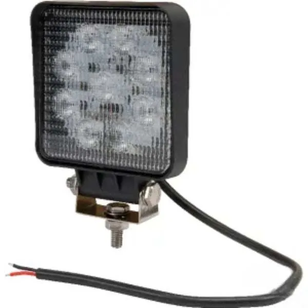 Luz de trabalho LED 27W, 1800lm, quadrado, 10-30V, Projeção larga