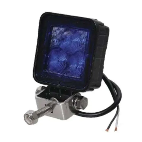 Luz de trabalho LED 8W, 720lm, quadrado, 10/12/36V, azul