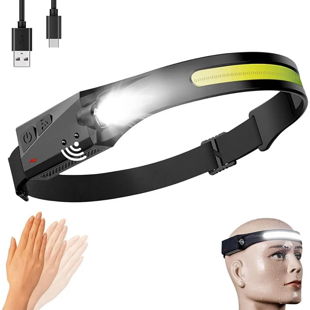 MGeo Lanterna de cabeç de LED recarregável por USB,