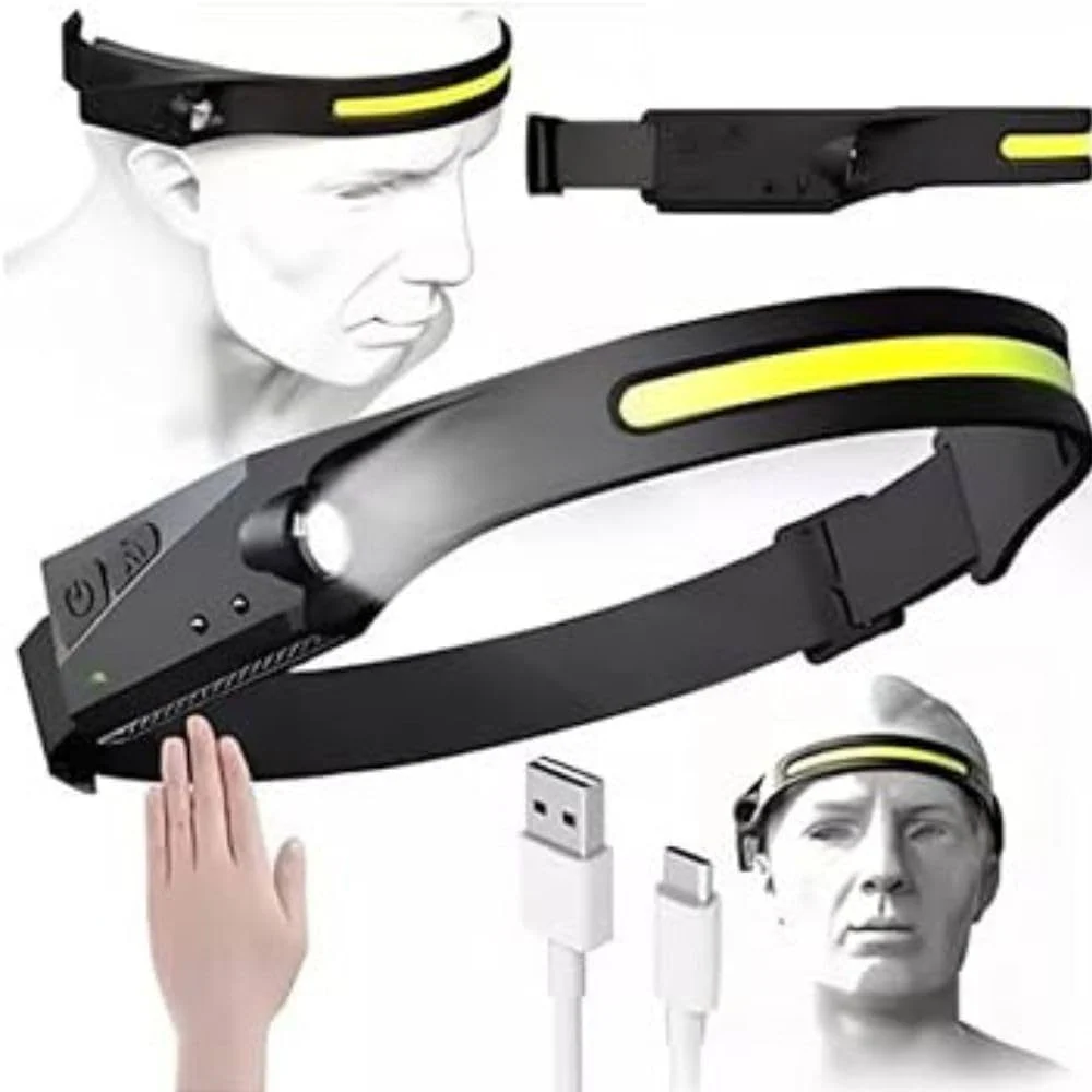 MGeo Lanterna de cabeç de LED recarregável por USB,