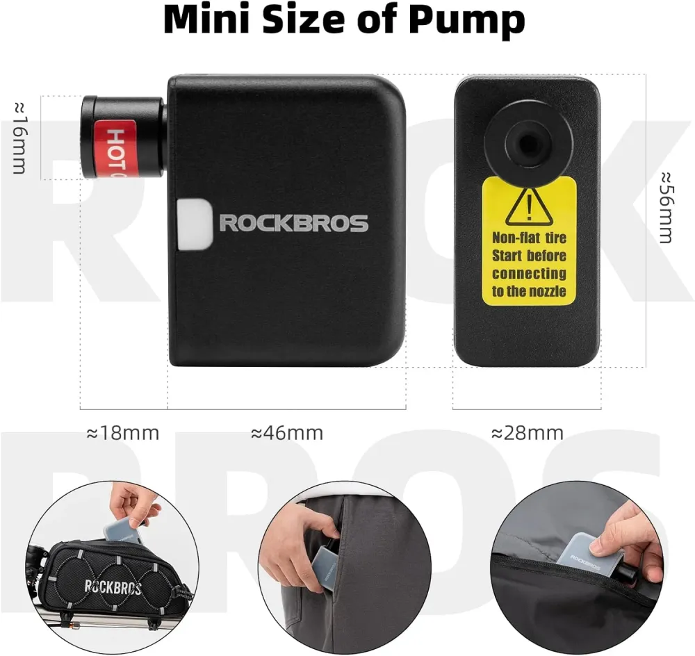 Mini bomba elétrica portátil ROCKBROS – 100 PSI